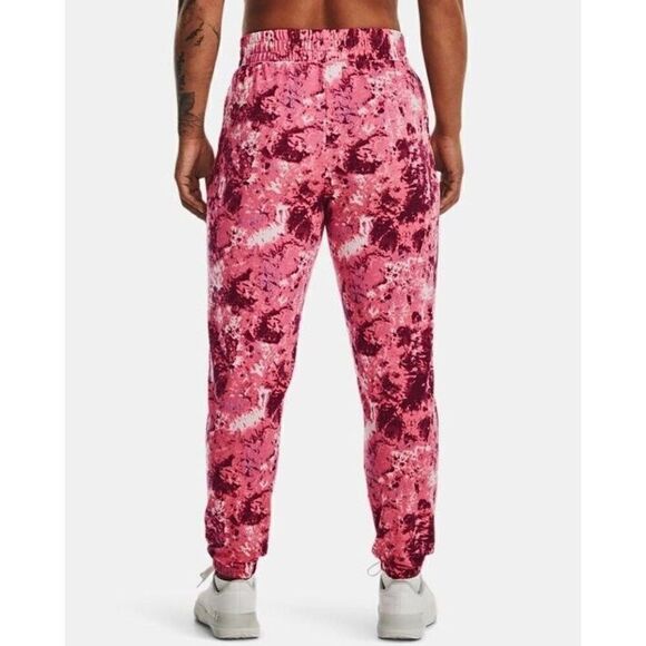 Under Armour 1373040 669 Womens Sz Medium Pink Tie Dye Rival Terry Print Joggers - Picture 2 of 9